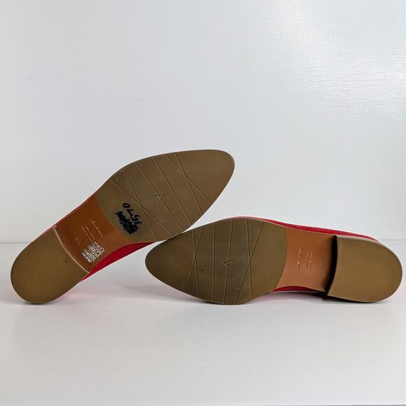 AQUATALIA Golda Loafers Women's 8.5 Red Suede Flats Pointy Toe Slip On - Picture 9 of 13